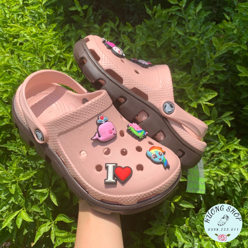 [Tặng 10 jibit] - Sục Duet nhựa mềm bít đầu có lỗ màu vàng và hồng phấn Unisex