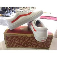 (Box + FreeShip) Giày vans old skool trắng sọc đỏ