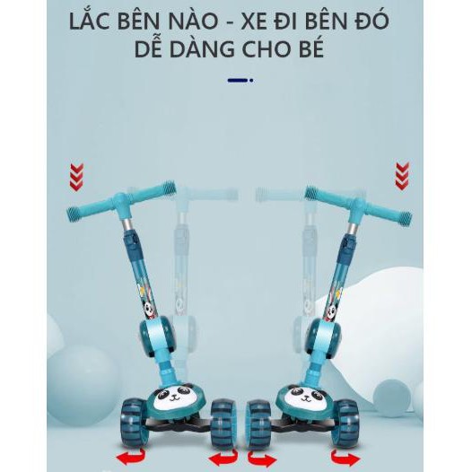 Xe Scooter, Xe Chòi Chân Cho Bé 3 In 1 Có Đèn Có Nhạc, Bánh Xe To Êm Kèm Ghế