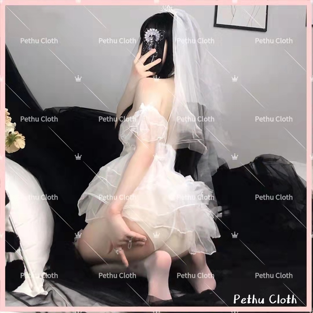 （quà cưới）👰Hàng sẵn gửi ngay👰Đồ ngủ sexy nữ️👰 cô dâu ren siêu sexy kèm quần lót Freesize- 40-65kg-014 | BigBuy360 - bigbuy360.vn
