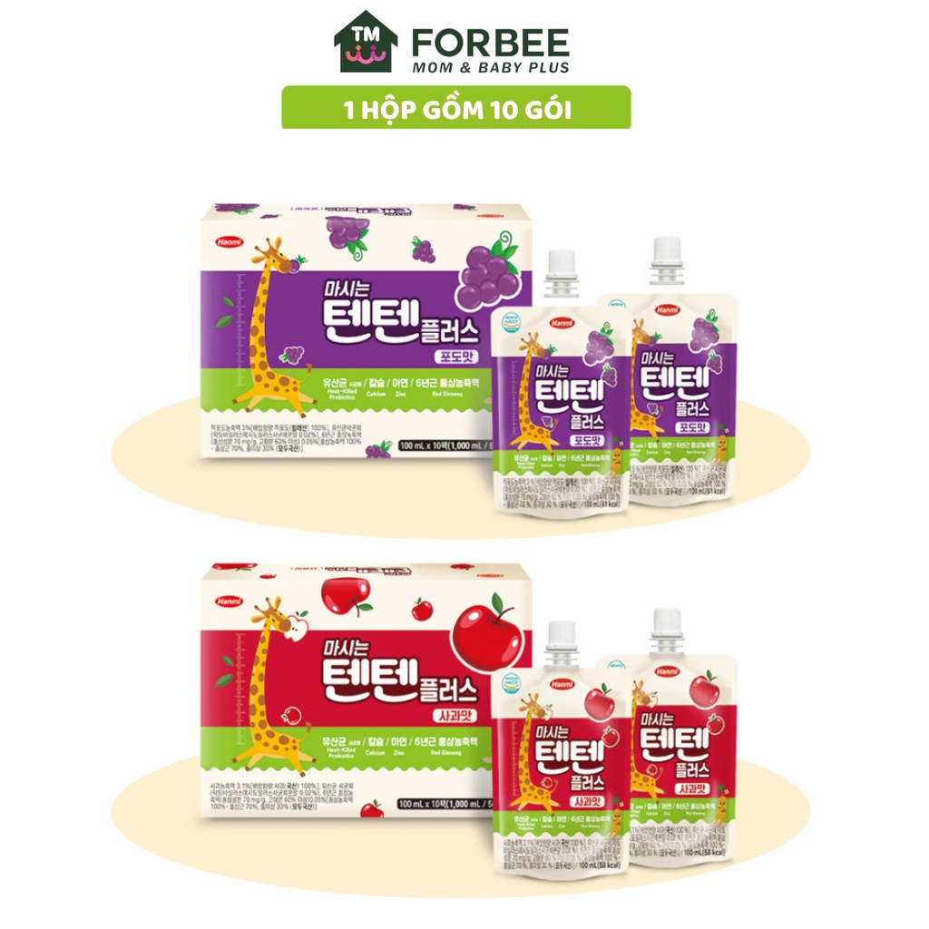 Nước Hồng Sâm Hoa Quả TENTEN - Bổ Sung Vitamin và Khoáng Chất Cho Bé (100ml/gói) - FORBEE