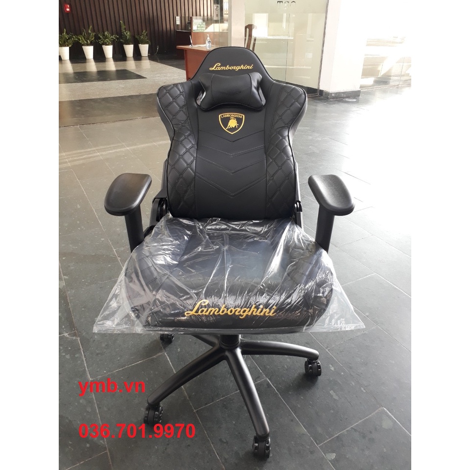 Ghế Gaming Lamborghini xoay, ngả lưng 180 độ, chỉnh cao thấp, ghế gaming stream văn phòng HVK02 - Màu Đen
