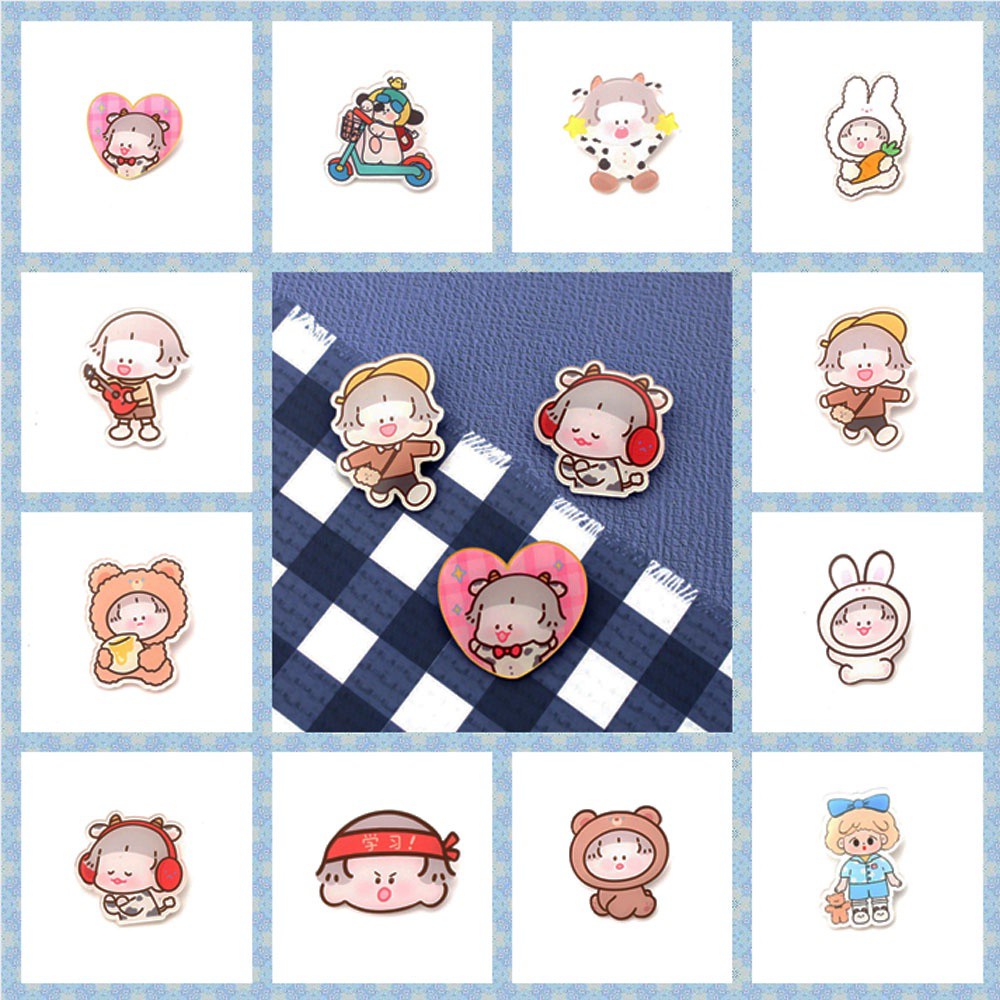 Ghim cài áo hình bánh quy hoạt hình dễ thương cho nữ