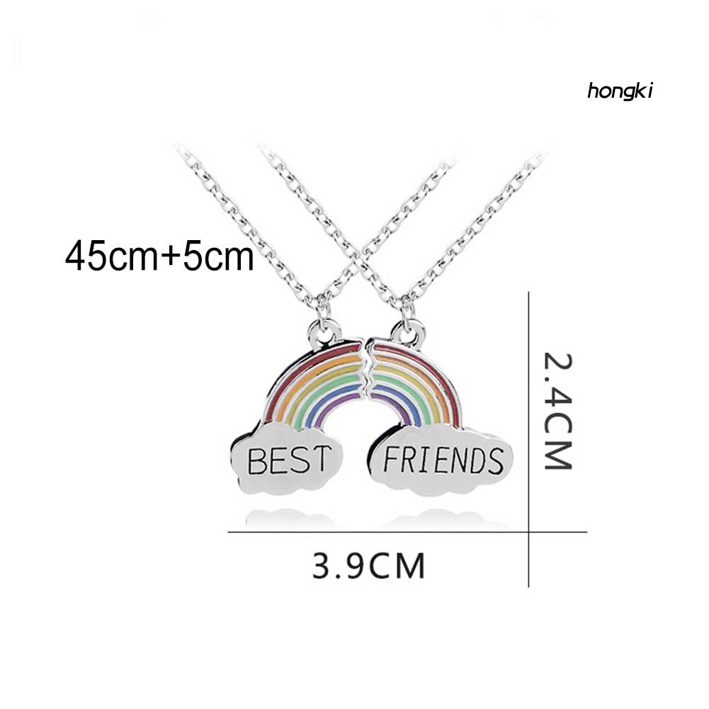 Set 2 Vòng Cổ Tình Bạn Mặt Cầu Vồng Nhiều Màu Sắc Thời Trang Cho Nữ