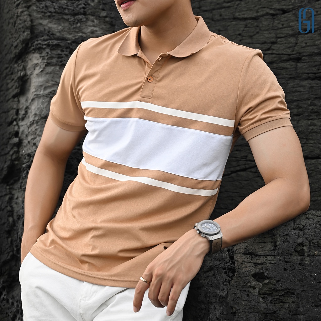 Áo Polo nam trẻ trung Pio Polo Shirt thiết kế phối màu, 100% cotton, chuẩn form GM THE GMEN ELEGANT EST 2017