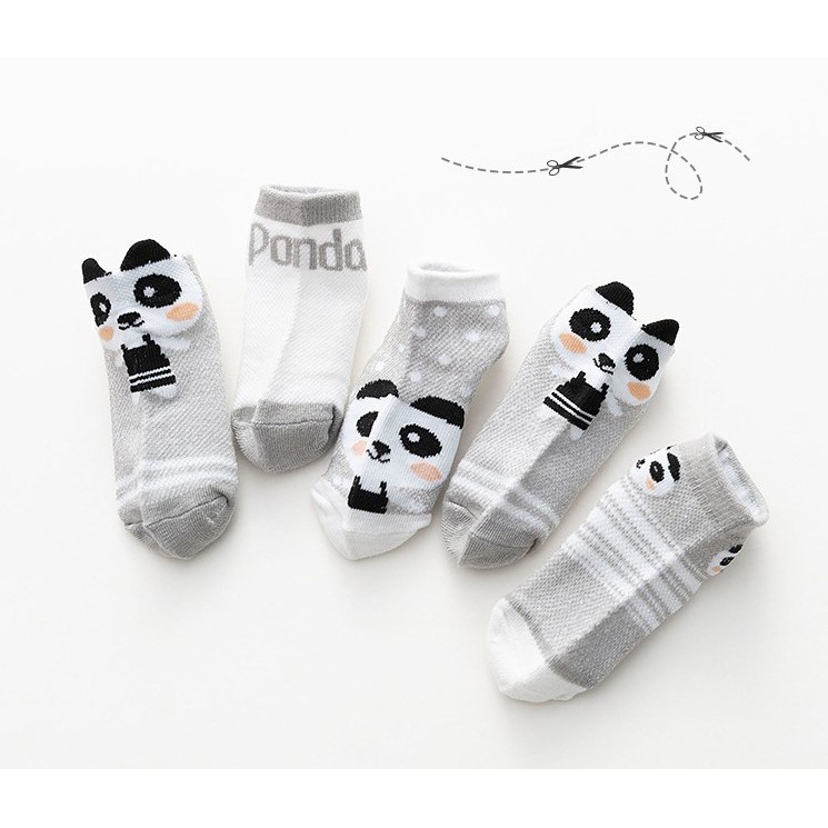 Set 5 đôi tất lưới, vớ, socks tất cổ ngắn 5D cho bé ngộ nghĩnh, đáng yêu, cute