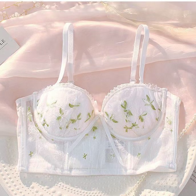 Áo Ngực Đơn Mỏng Nhẹ Thoáng Khí Thêu Hình Hoa Nhài Sang Trọng Có Thể Điều Chỉnh Cúp Ngực 32 / 70AB-38 / 85AB