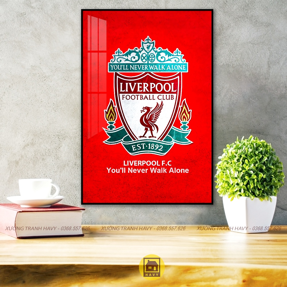Tranh bóng đá Liverpool treo tường, khung viền comboxit cao cấp