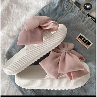 Sẵn trắng 38-39 - dép quai nơ cute