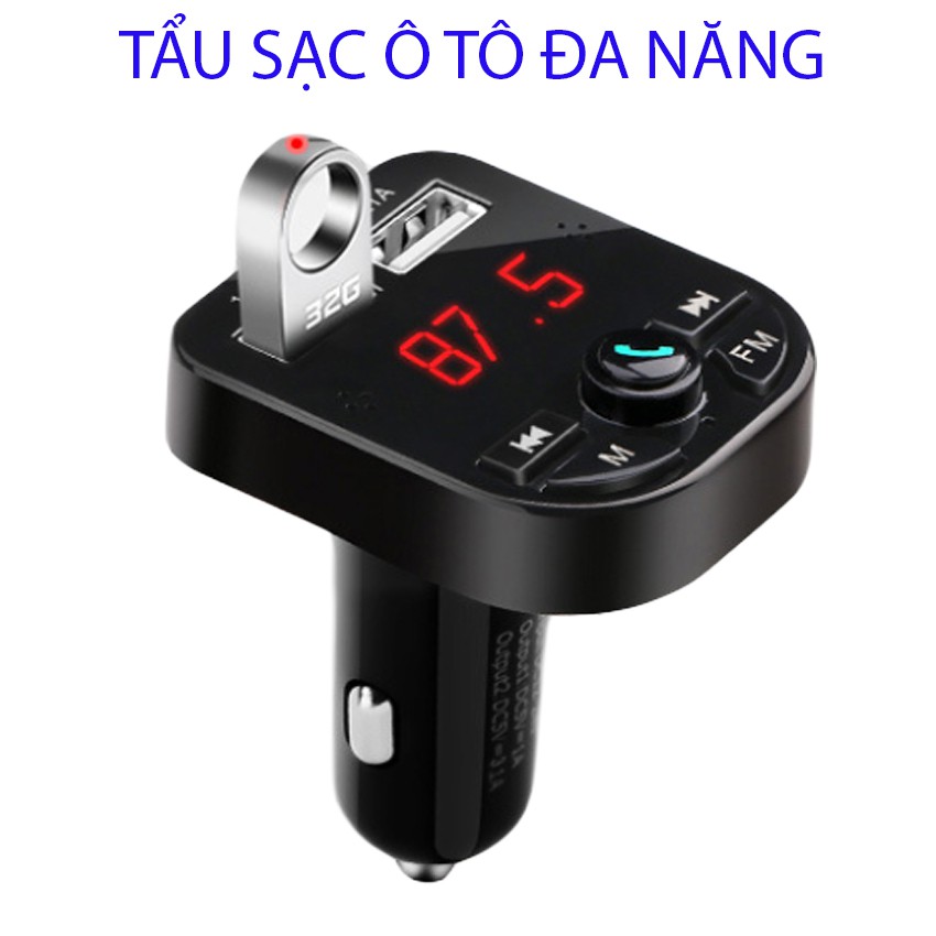 tẩu sạc điện thoại trên ô tô thế hệ mới- bluetooth 5.0