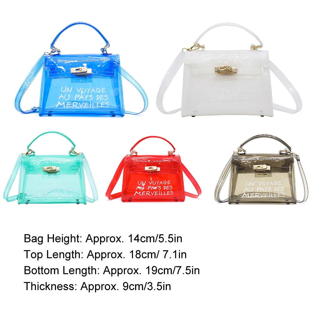 Túi đeo chéo trong suốt bằng nhựa PVC khóa xoay thời trang cá tính cho nữ