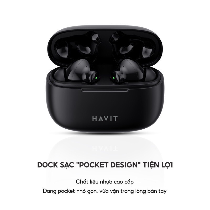 Tai Nghe TWS Havit TW967 Bluetooth 5.1, Thiết Kế Công Thái Học, Driver 10mm, Nghe Nhạc Đến 5H - Chính Hãng BH 12 Tháng