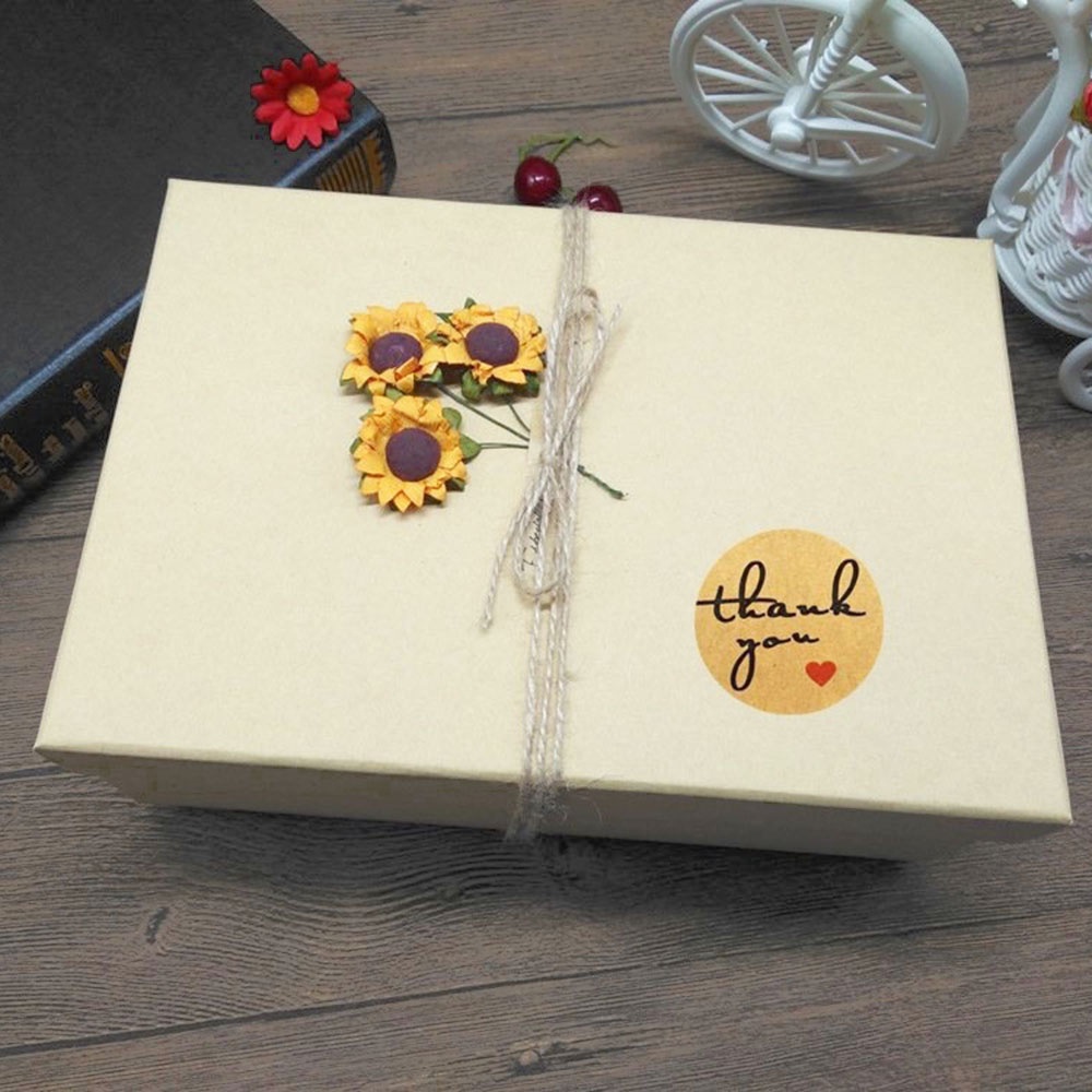 1 Cuộn 500 Nhãn Dán Chữ Thank You Bằng Giấy Kraft Dùng Trang Trí Túi Bánh