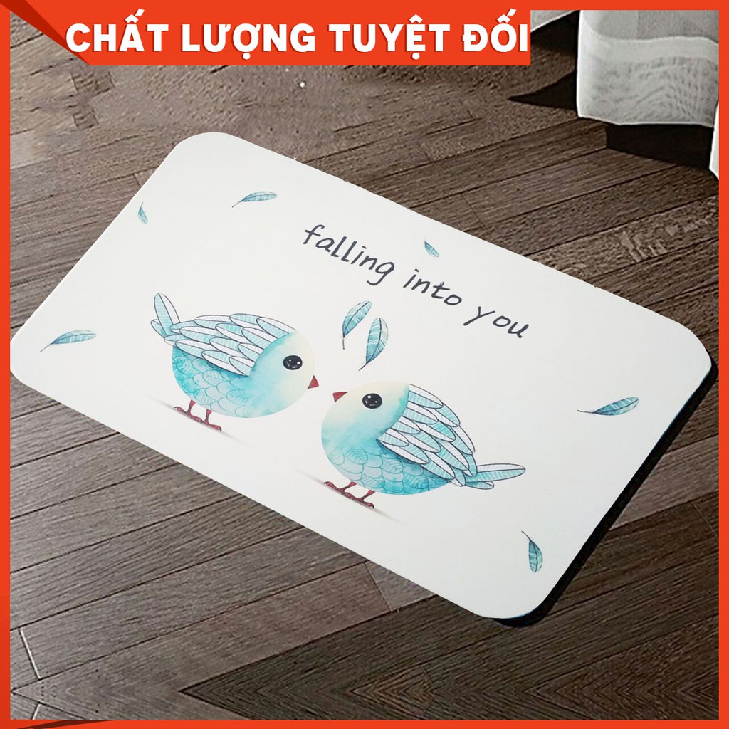 Thảm Đá Cứng Siêu Thấm Nhật Bản Size to 60x39x0.9 cm (Xanh) - Thảm đá siêu thấm Nhật Bản