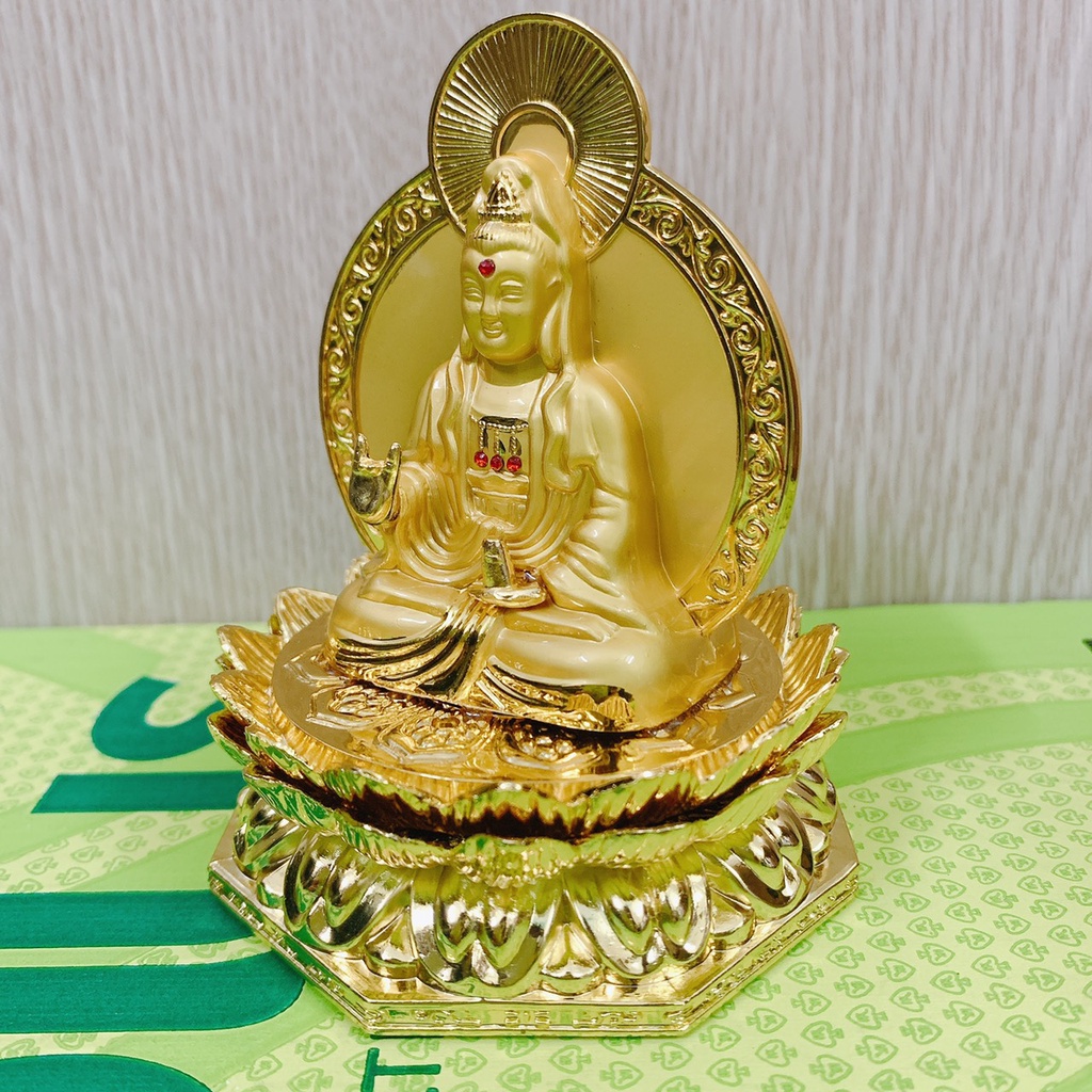 Tượng Phật Bà Quan Thế Âm Bồ Tát 2 Mặt, Đế Hoa Sen Cao Cấp Trang Trí Phòng Khách, Xe Hơi, Bàn Làm Việc