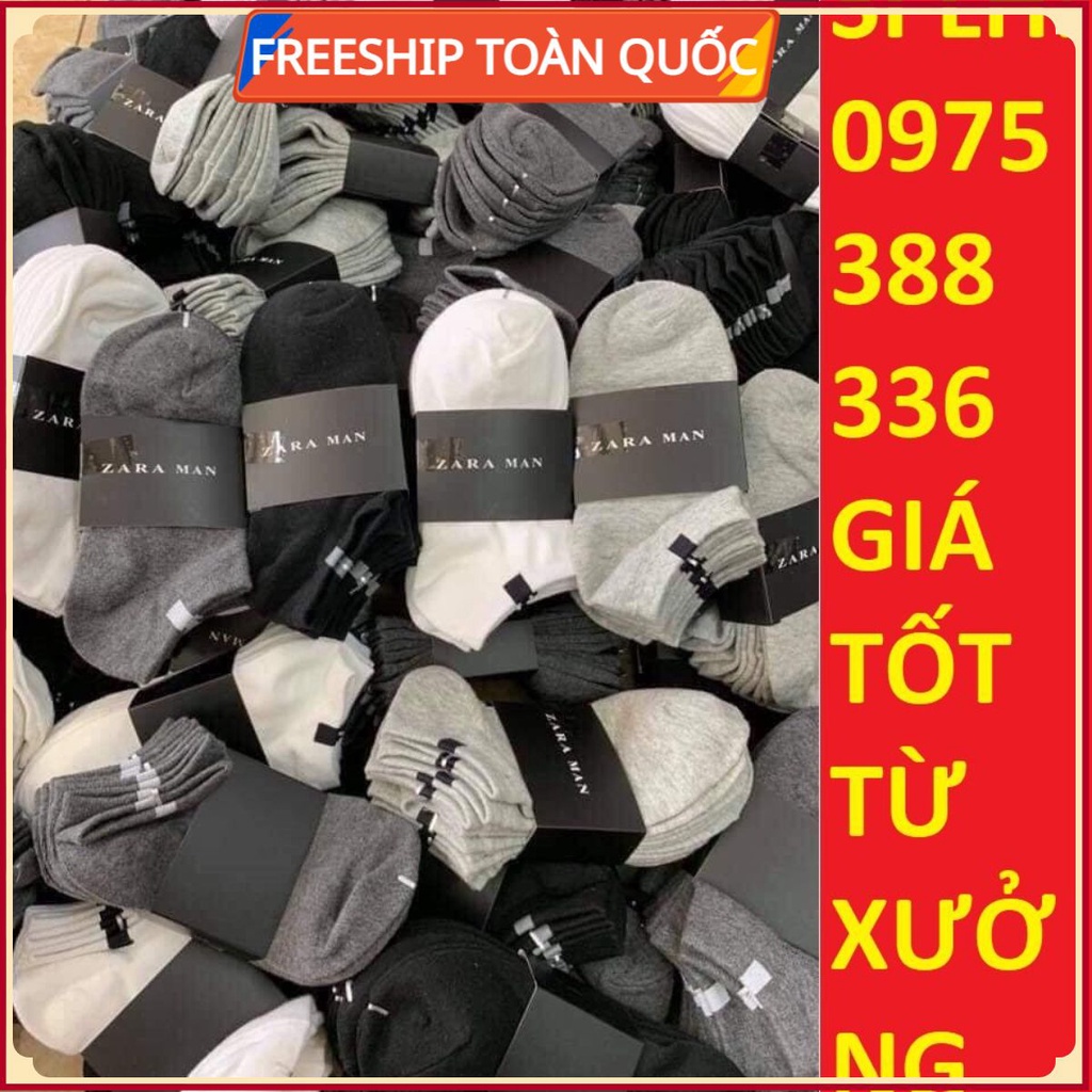 Tất Nam Nữ Zara Trơn Cổ Ngắn Tất Vớ Nam Thời Trang Cao Cấp Chất Cotton 100% Co Giãn Thấm Hút Hàng Nhập Khẩu Chính Hãng