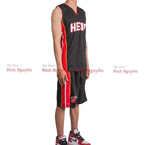 Bộ quần áo bóng rổ NBA Miamia Heat chất đẹp nam nữ thun mè mát thoáng thấm hút mồ hôi không phai màu