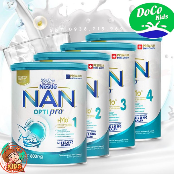 Sữa Nan Nga HMO mẫu mới Đủ Số 1-2-3-4 , 800g , Sữa mát cho bé yêu phát triển toàn diện.