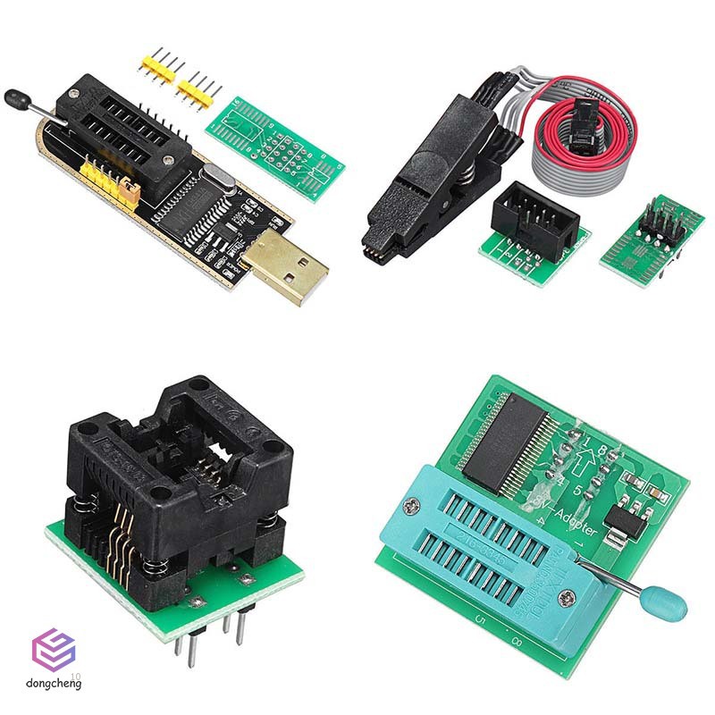 Usb Lập Trình Ch341A + Kẹp Soic8 + Đầu Nối 1.8v + Bộ Chuyển Đổi Soic8
