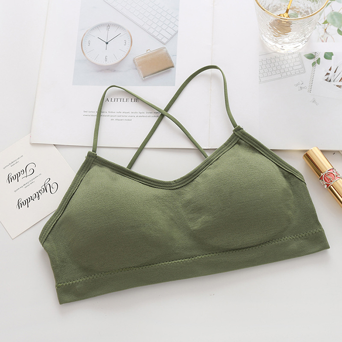 Lingerie Three-Pole Cross Straps Wrapped Chest Girl Student Seamless Beautiful Back No Steel Ring Bra Underwear Vest Ladies | BigBuy360 - bigbuy360.vn