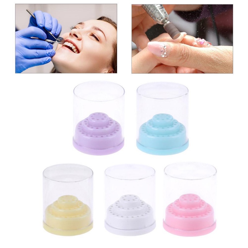 Hộp Đựng Đầu Mài Móng Tay 48 Lỗ Trong Suốt Chống Bụi Chống Ẩm