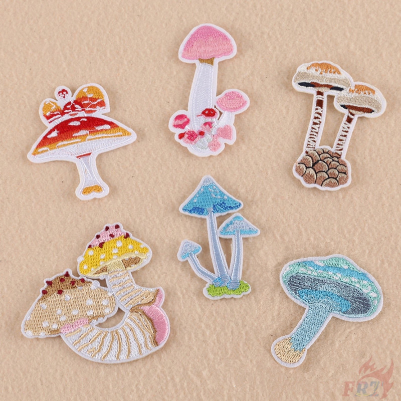 Sticker ủi quần áo thêu hình cây nấm dễ thương（☸ Plants - Mushroom Patch ☸）