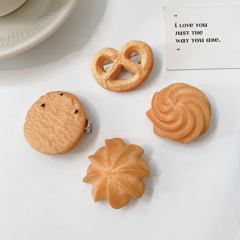 Kẹp tóc thiết kế hình bánh quy độc đáo vui nhộn phong cách Hàn Quốc mới