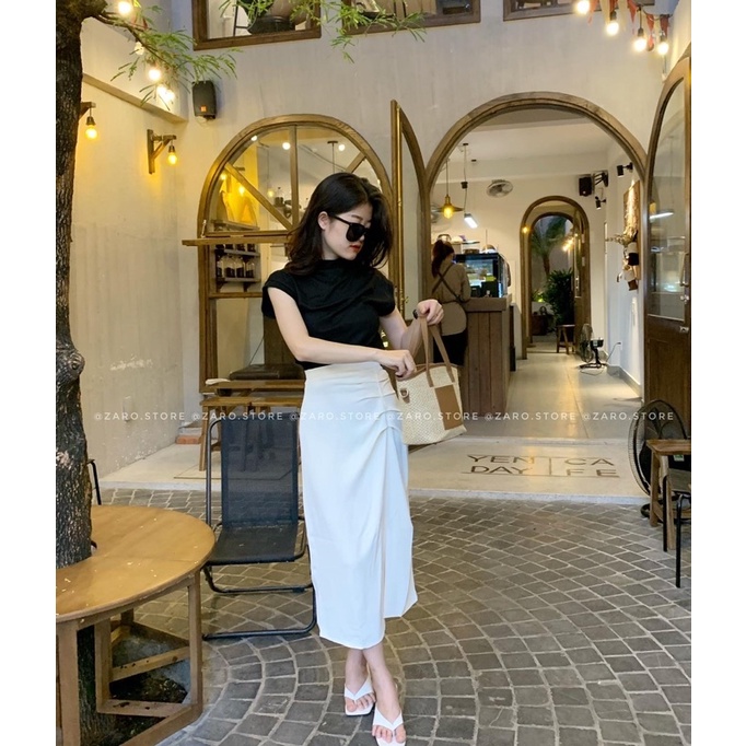 Chân váy lụa mềm nhún