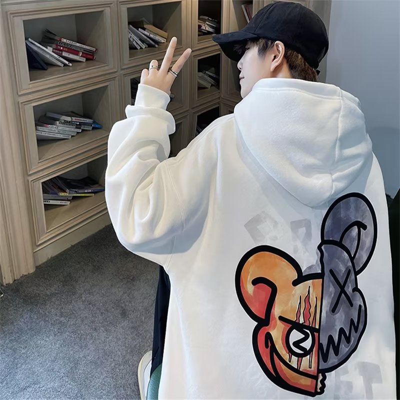 Áo Khoác Hoodie Lót Nhung Tay Dài Dáng Rộng In Chữ Phong Cách Mỹ Thời Trang Thu Đông Cho Cặp Đôi Cỡ M-8XL