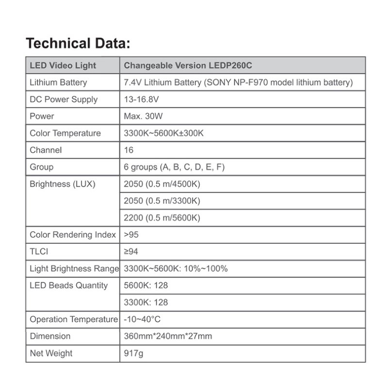 Đèn LED Godox P260C - Tặng Adapter