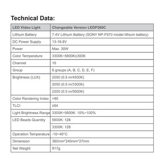 Đèn LED Godox P260C Tặng Adapter