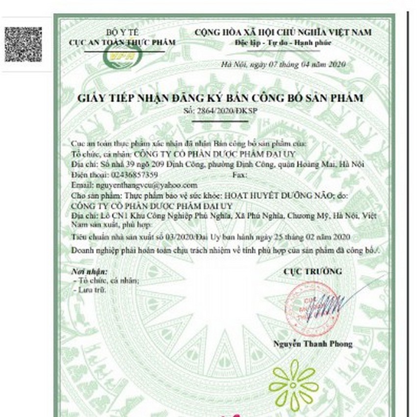 Hoạt Huyết Dưỡng Não Đại Uy Pharma Hộp  BM77 - Bảo Minh Pharmacy