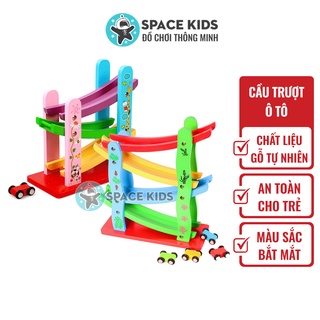 Đồ chơi gỗ thông minh Mô hình cầu trượt ô tô bằng gỗ cho bé vui chơi vận động Space Kids