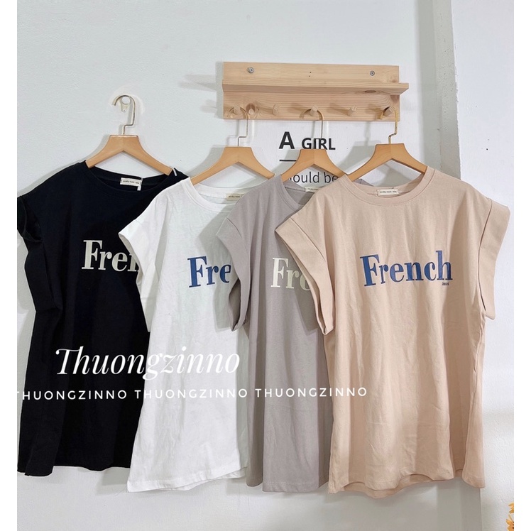 [Ảnh thật/Video ÁO THUN BA LỖ IN CHỮ FRENCH FORM RỘNG UNIXEX CÁ TÍNH Áo tanktop cá tính hàng Quảng Châu