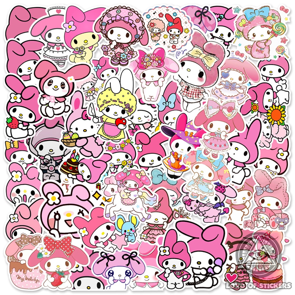 Set 50 Nhãn Dán My Melody Sticker Cute Nhân Vật Hoạt Hình Dễ Thương Chống Thấm Nước Trang Trí Mũ Bảo Hiểm, Laptop, Sổ