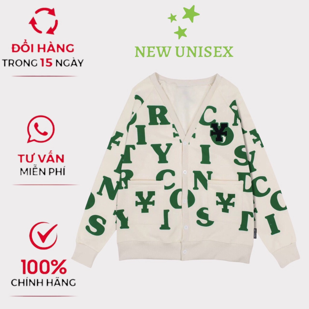 Áo Khoác Cardigan Nam Nữ Túi Hộp Form Rộng in Họa Tiết Chữ Dễ Thương Hot Trend