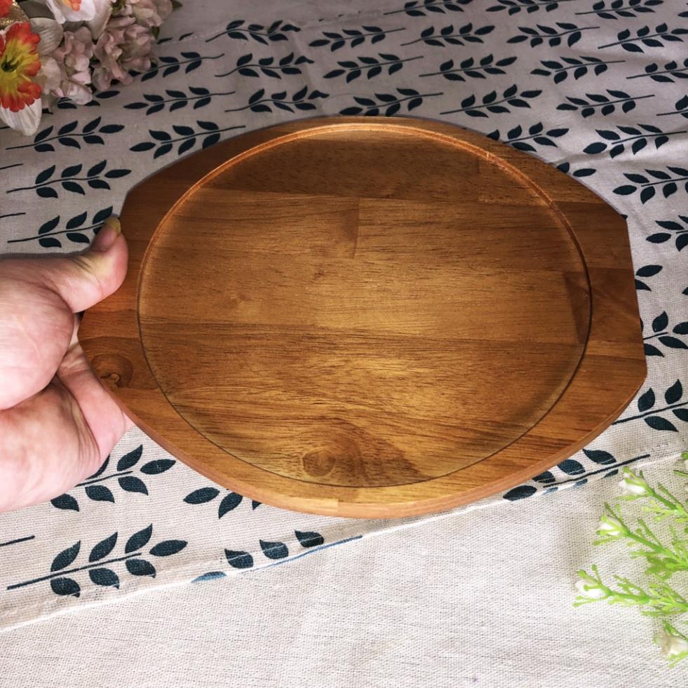 Đế lót nồi giữ nhiệt để chảo gang inox size 22cm x 12cm cao cấp gỗ Màu tối tự nhiên các loại thích hợp cho nhà hàng