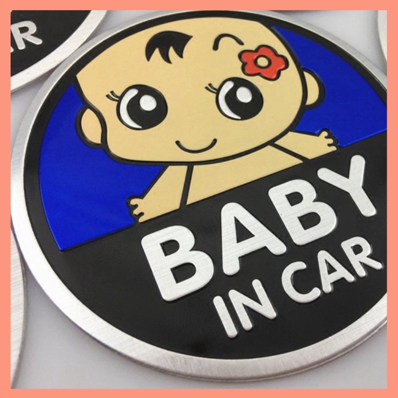 [Mã LIFEAU5SALE giảm 20k đơn 50k] Tem Nhôm Baby In Car, Mami In Car dập nổi Cao Cấp