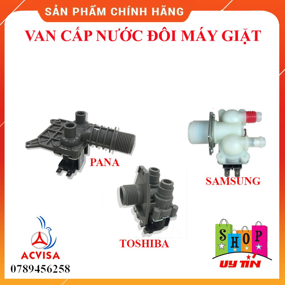 Van điện từ cấp nước máy giặt Sanyo, Samsung, Toshiba, Electrolux, Panasonic (loại 2 đầu cấp)