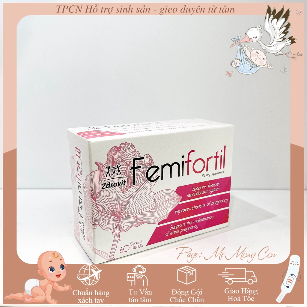 Femifortil [CHÍNH HÃNG] hỗ trợ vô sinh - hiếm muộn, tăng chất lượng trứng, giảm nguy cơ suy hoàng thể