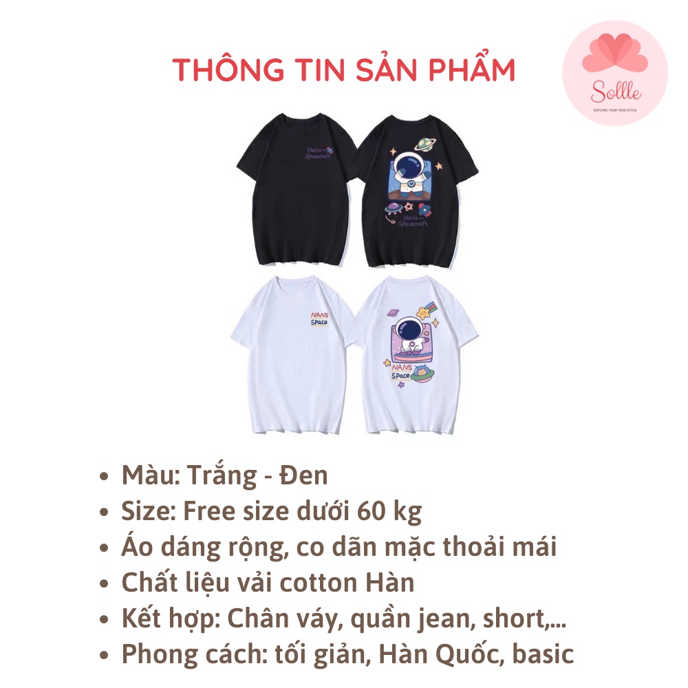Áo thun unisex SPACE basic TEE phom rộng tay lỡ dành cho nam nữ oversize cotton Sollle