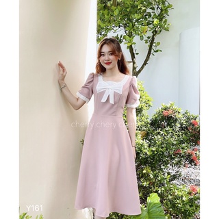 Váy cổ nơ dáng xòe y161