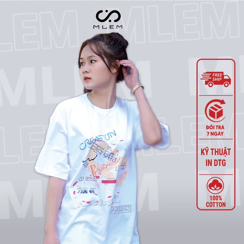 Áo Thun Cổ Tròn Unisex Nam Nữ Tay Lỡ MLEM Artwork 100% Cotton Cao Cấp Áo Phông Form Rộng Chất Mát Vải Dày