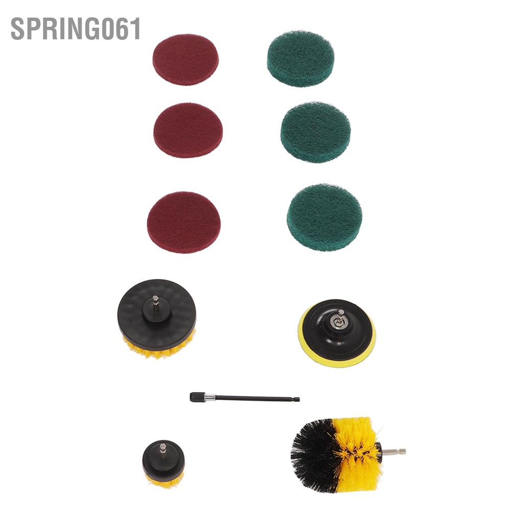 Spring061 11 cái Bàn chải khoan Bộ đính kèm bàn điện Đa năng cho Xe thuyền SUV Sàn phòng tắm