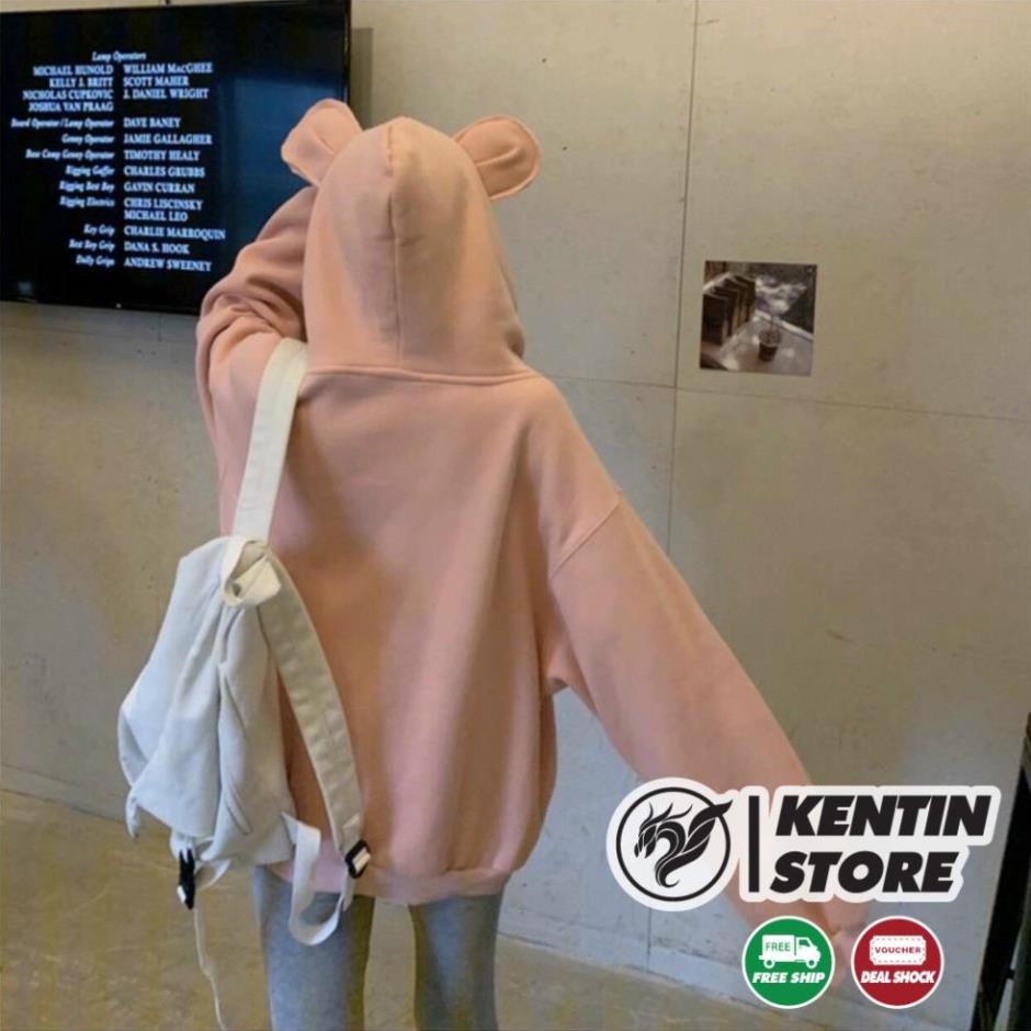 Áo khoác hoodie Chống Rét Cho Nam nữ Unisex Form rộng nón tai thỏ Chất Nỉ Có 4 Màu Ulzzang