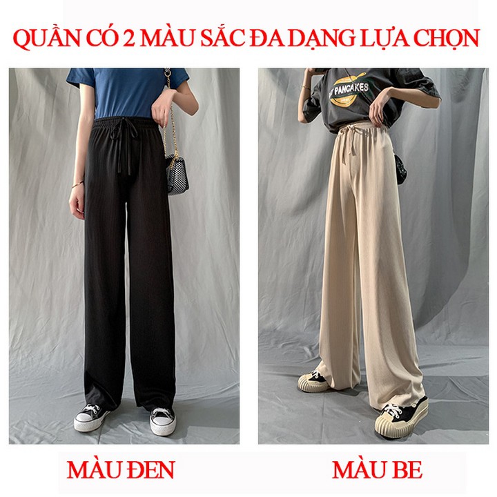 Quần culottes lưng cao chất đũi vải mềm mịn buộc dây cá tính