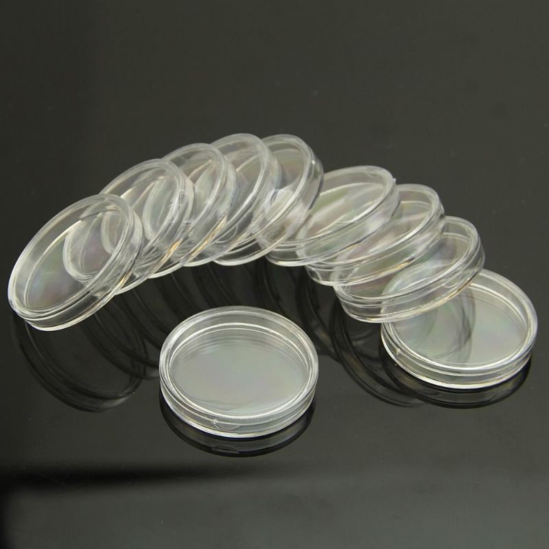Set 10 Hộp Tròn Trong Suốt Đựng Tiền Xu 38mm