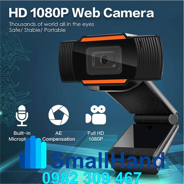 Webcam kẹp màn hình HD 1080P siêu nét – Có mic và đèn led hỗ trợ học trực tuyến – Bảo hành 12 tháng