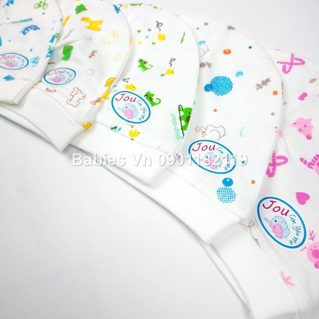 Combo 2 nón sơ sinh Jou màu vải cotton 100% mềm đẹp