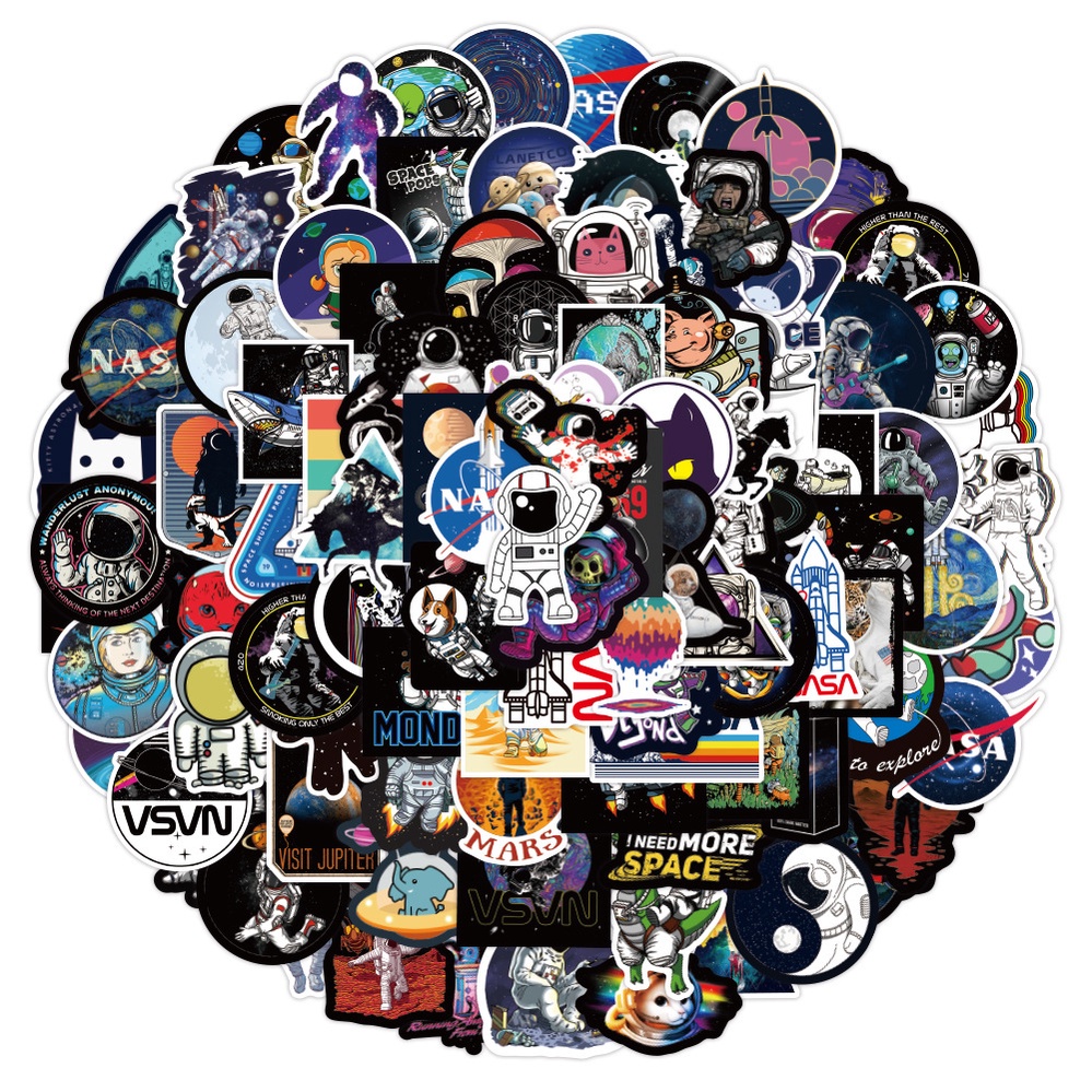 100/ 50/ 25/ 10 Hình dán trang trí ván trượt/ sổ tay hình phi hành gia